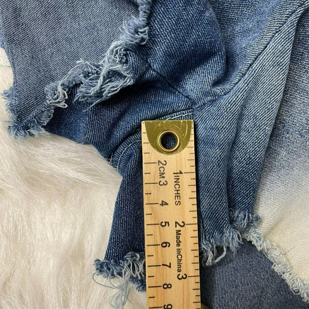 VTG Joy Jeans Women's Small (3) Y2K Lace-Up Stretch Cut-Off Mid-Rise Denim Short - Picture 6 of 7
